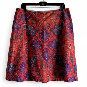 Sevier Skirts Custom Designed Orange Paisley A Line Skirt Size L